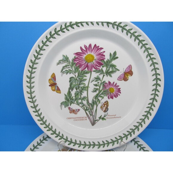 Portmeirion Chrysanthemum And Lonicera Set Of 2 Floral 10 1/2" Dinner Plates VGC - Picture 6 of 13